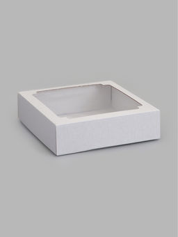 Цена за 5 шт. Коробка самосборная, крышка-дно, с окном, белая, 23×23×6.5 см