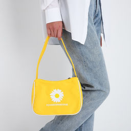 Сумка молодёжная на молнии, с принтом, 24?6.5?17 см, жёлтая