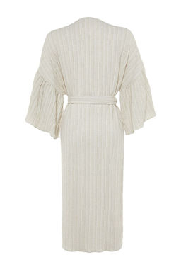 Ekru Kusakl? Maxi Dokuma Volanl? Keten Kar?s?ml? Plaj Kimono&Kaftan TBESS23KM00028 - Trendyolmilla фото 8