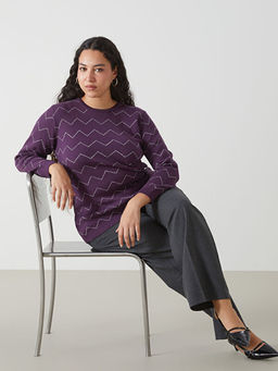 Bisiklet Yaka Desenli Kad?n Triko Kazak