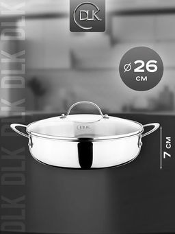 Сотейник с крышкой стеклянной из нержавеющей стали (3-х слойный) 26x7 см (2.6 л), арт. 3550-26 - D.L.K. фото 2