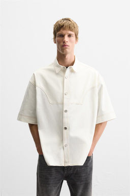 COTTON - LYOCELL TOPSTITCH SHIRT - Zara фото 2