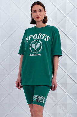 Арт. 5731 Костюм с велосипедками 42-50 (5 шт) Цвет:верх- изумруд, низ- изумруд