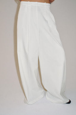 PANTAL?N WIDE LEG PLIEGUES ZW COLLECTION / Blanco - Zara фото 9