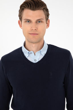 Мужской темно-синий базовый свитер Неожиданная скидка в корзине - U.s. polo assn фото 2