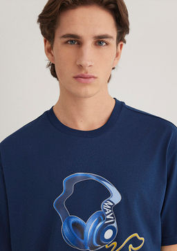 Bask?l? Lacivert Tisort - Mavi фото 6