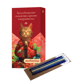 Набор MEDITATION2 благовония HEM с подставкой и восковые свечи с травами - Сандаловый дом фото 2