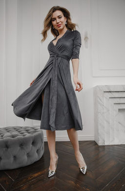 Платье из замши мокрый асфальт