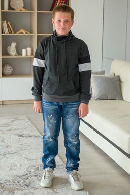 Толстовка подростковая из футера Оскар антрацит - Амадэль фото 2