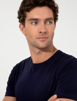 Темно-синяя облегающая базовая футболка - Cacharel фото 2