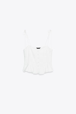 ROMANTIC TOP WITH PINTUCKS IN A LINEN BLEND - Zara фото 5