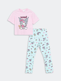 Bisiklet Yaka Kuromi Bask?l? K?z ?ocuk Pijama Tak?m?