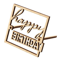 Цена за 5 шт. Топпер Happy Birthday,деревянный, 64х60