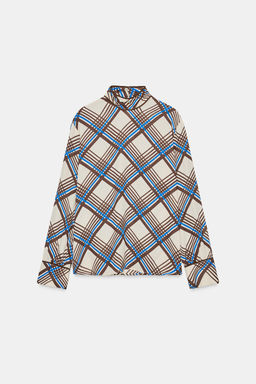 CHECK SHIRT WITH HIGH NECK - Zara фото 6