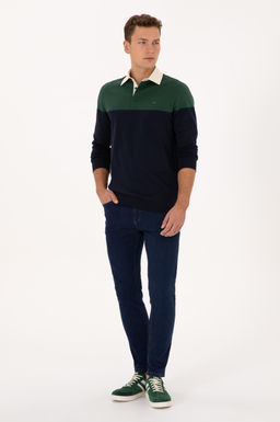 Erkek Regular Fit Polo Yaka Koyu Ye_il Sweatshirt - U.s. polo assn фото 4