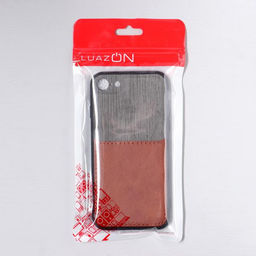 Чехол LuazON для iPhone 7/8/SE (2020), с отсеком под карты, текстиль+кожзам, коричневый - Luazon home фото 5