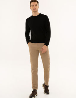 Черный базовый трикотажный свитер с круглым вырезом - Cacharel фото 11