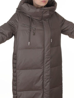 8310 GRAY/BROWN Пальто зимнее женское (200 гр. холлофайбер)