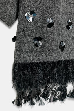 WOOL, SEQUIN AND FEATHER JUMPER - Zara фото 9