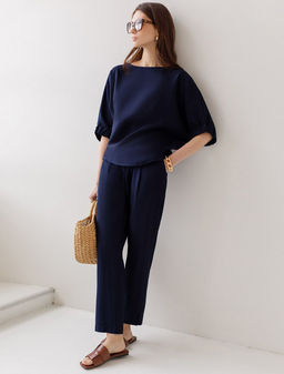 Свободная блузка с вырезом лодочка из плотного лиоцелла - Vilatte фото 5