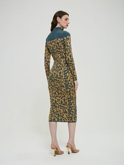 Платье со стилевым жаккардом листья