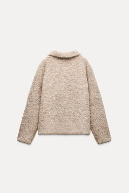 FAUX FUR KNIT JACKET WITH FLOWER BUTTONS - Zara фото 4