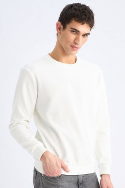 Regular Fit Bisiklet Yaka Jakarl? Sweatshirt