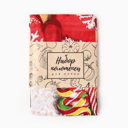 Набор кухонных полотенец Доляна «Тепла и уюта» 35×60 см-2 шт., 100% хлопок