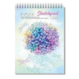 Скетчпад А5 145х210 мм, 40 л, блок - белый офсет, серый офсет, бежевый офсет 80 г/м?, арт. 61567 ГОРТЕНЗИЯ