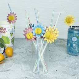 Цена за 4 шт. Трубочка для коктейля "Цветущий сад", 24 см, d-5мм (набор 10 шт), микс