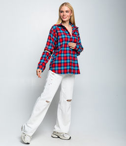 Рубашка #БШ2290-3, красный,голубой