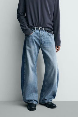 JEANS LOOSE BALLOON FIT BANDAS CONTRASTE / Azul medio - Zara фото 2