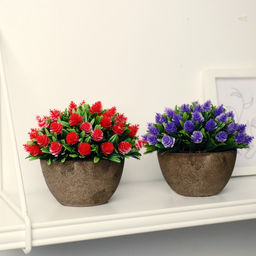 Искусственный цветок в горшке Многослойные бутоны, 13?11 см, МИКС