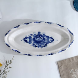 Селёдочница с крышкой «Семейная», 28.5×14.5×9 см, фарфор, гжель