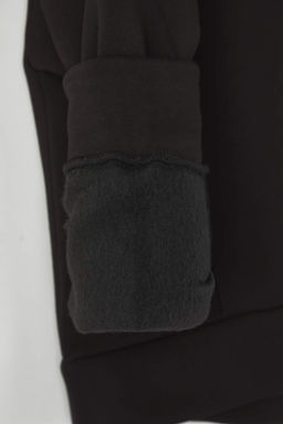 Siyah Oversize/Genis Kal?p Dikis Detayl? Kal?n Ici Polarl? Orme Sweatshirt TWOAW26SW00061 - Trendyolmilla фото 4