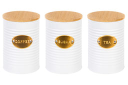 Набор 3 банок для сыпучих продуктов 900 мл 10*10*14,5 см Tea, coffee, sugar белый с бамбук.крыш - Elan gallery фото 4
