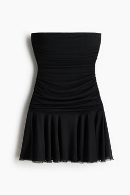 Vestido bandeau con frunces