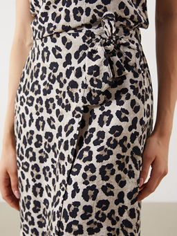 Beli Lastikli Leopar Desenli Kad?n Etek