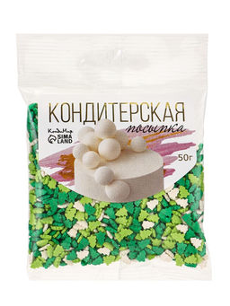 Посыпка кондитерская «Ёлочки», белые, зеленые, салатовые, новогодняя, 50 г