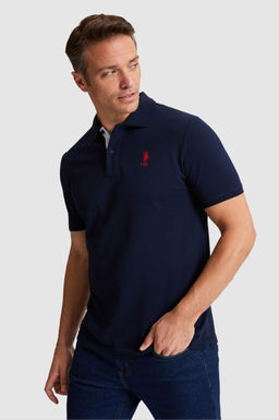 Erkek Lacivert Regular Fit Polo Yaka Basic Ti__rt