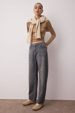 TRENDYOLMILLA Antrasit Premium Dusuk Bel Skater Baggy Jeans TWOSS25JE00173 фото 7