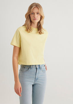 Bisiklet Yaka Sar? Basic Tisort - Mavi фото 2