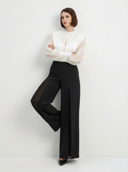 Блузка из органзы со съемным воротником OD-930-1 синий