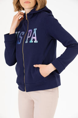 Толстовка женская U.S. Polo Assn Basic темно-синяя хлопок  фото 20