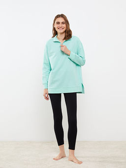 Dik Yaka D?z Uzun Kollu Kad?n Pijama ?st