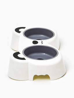 Миска двойная «Панда», 2×160 мл, пластик, белая, серая