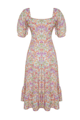 TRENDYOLMILLA Mor A Kesim Balon Kollu Cicek Desenli Midi Dokuma Elbise TWOSS20EL2323  фото 29