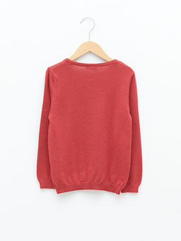 Bisiklet Yaka Bask?l? Uzun Kollu K?z ?ocuk Triko Kazak - Waikiki фото 2