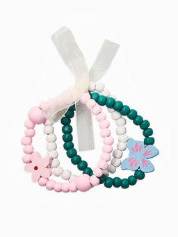 Цена за 2 шт. Набор детских браслетов 3 шт. «Выбражулька. Бабочка» с бантом, d=6 см, розово-зеленый