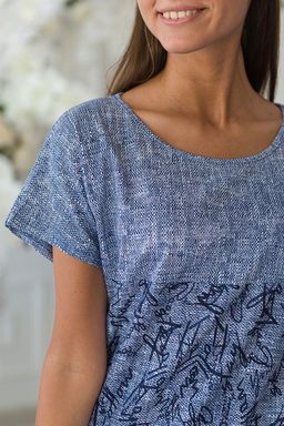 Туника женская из кулирки Льняная палитра-2 синий - Амадэль фото 6